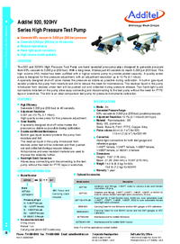 Thumbnail of document Data Sheet - 920/920HV Pneumatic High Pressure Test Pump